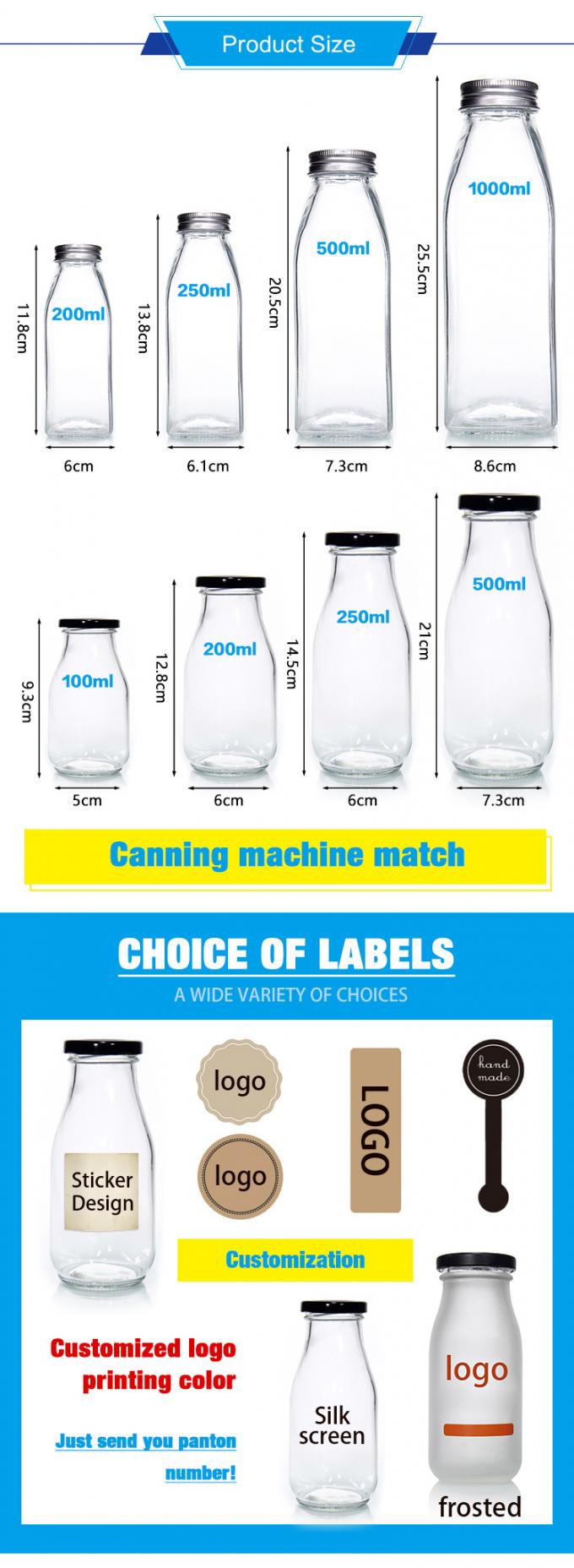 工場価格 200ml 250ml 350ml 500ml 1000ml ガラスソースボトル プラスチック蓋付き スクリュー蓋付き 1
