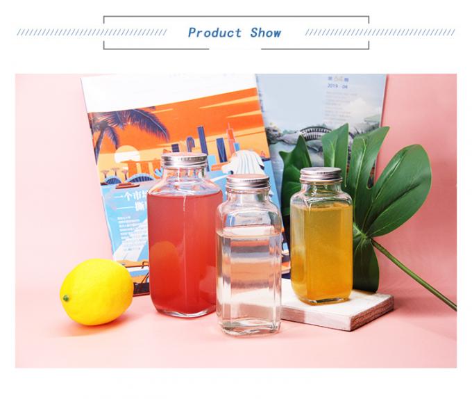 250ml 500ml ファンシー 空のガラス 透明なジュース スクリューキャップ付きミルクボトル 0