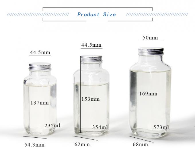 250ml 500ml ファンシー 空のガラス 透明なジュース スクリューキャップ付きミルクボトル 1