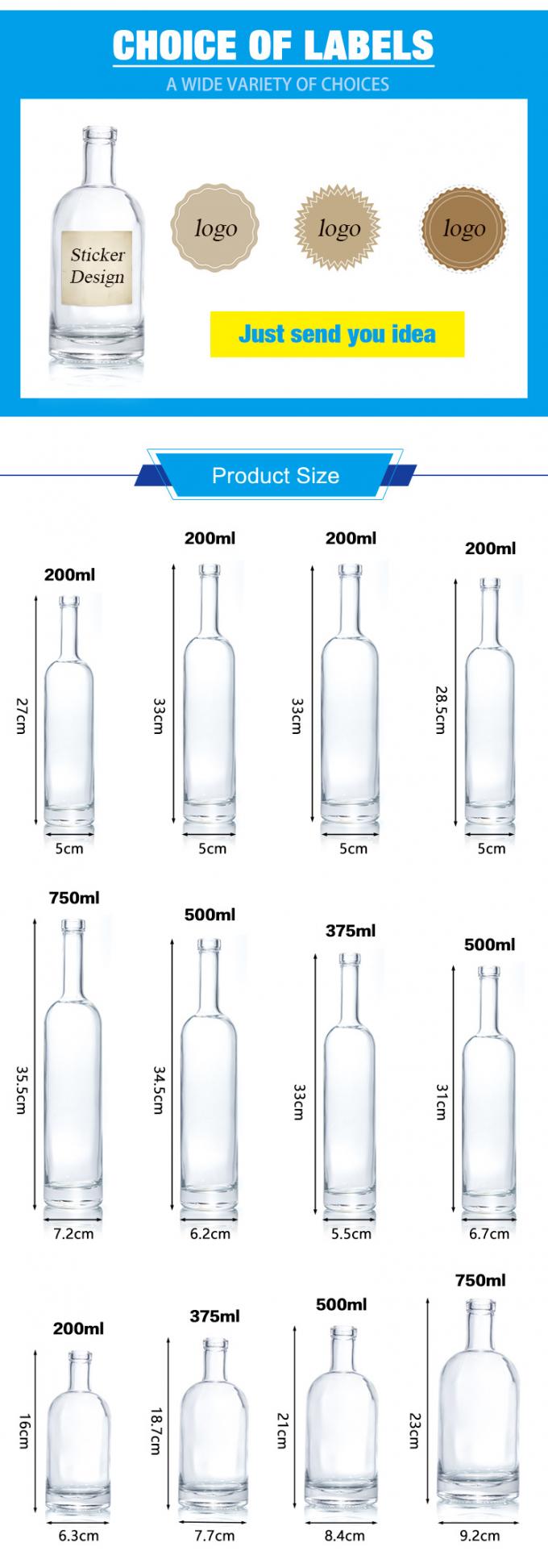 リサイクルガラス 700ml スピリートボトル 丸い石灰石の空き酒ボトル 5