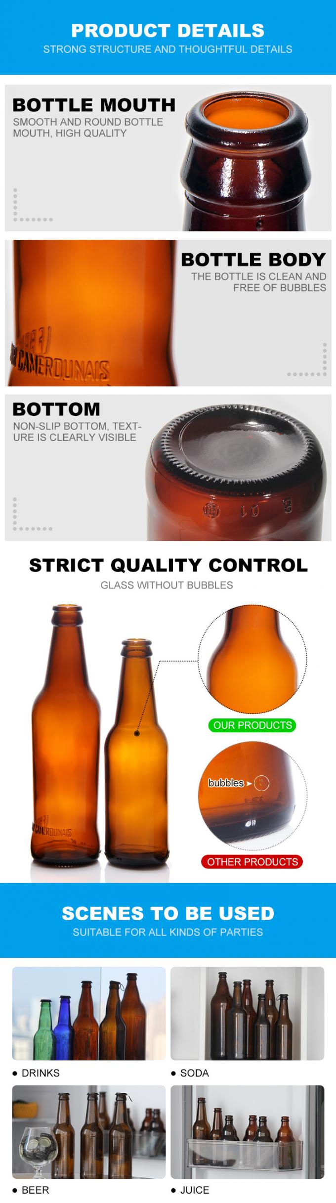 ガラスピントアンバービールボトル 200ml 375ml 500ml 自宅醸造用 2