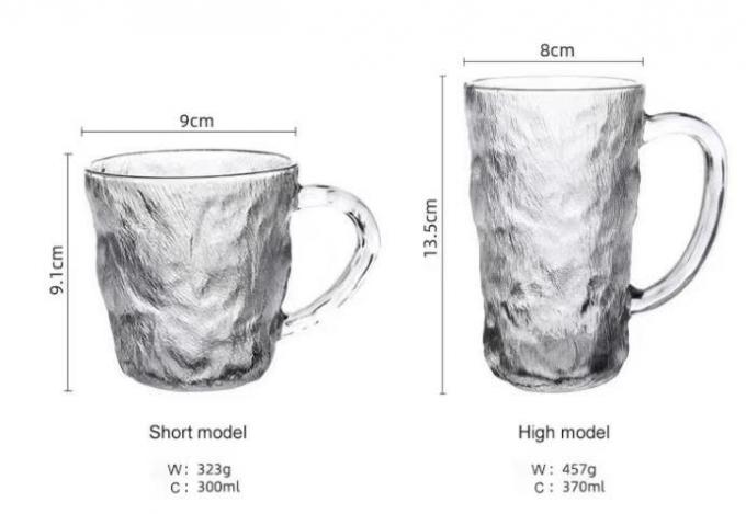 300ml 水晶コーヒーカップ 氷河ガラスタンブラー ハンドル付き 1