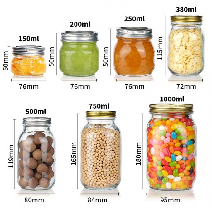 缶詰のピクルス ガラス メイソンボトル 150ml 200ml 250ml 蓋付き 1
