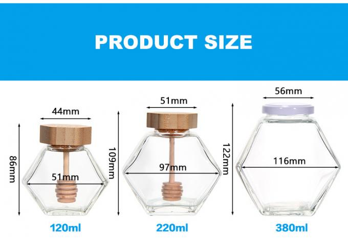 卸売無料サンプル 六角形220ml380ml ハチミツボトル 3