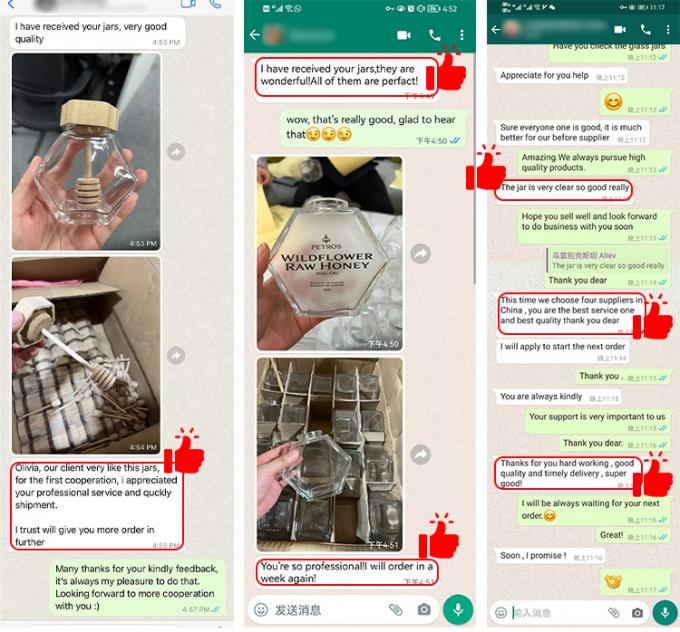 100ml 220ml 六角形のガラス食品瓶 蓋付き 蜂蜜のためのジッパー 9