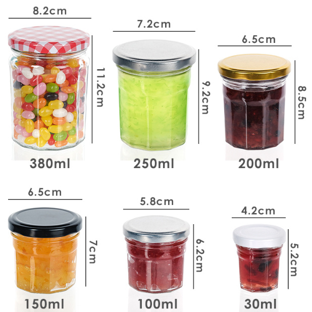 卸売 透明 丸いガラス缶詰 50ml 100ml 200ml 食品 貯蔵 缶詰 1