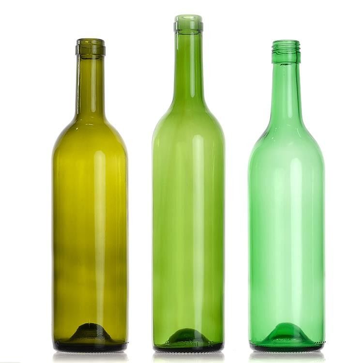 750ml ボルドーグラスワイン ボトル 丸い フラットボトムコルク