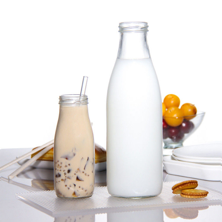 工場価格 200ml 250ml 350ml 500ml 1000ml ガラスソースボトル プラスチック蓋付き スクリュー蓋付き
