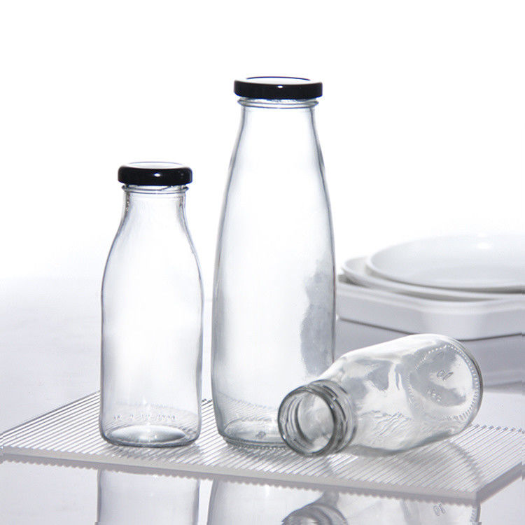 OEM 250ml 500ml 1000ml 2リットルのガラスミルクボトル フードグレード丸い形