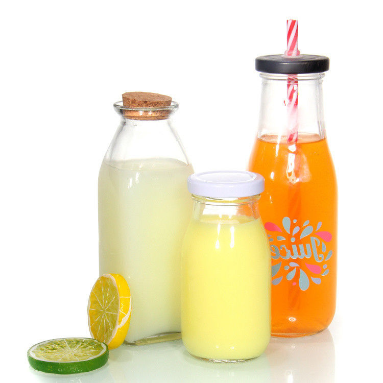 OEM 250ml 500ml 1000ml 2リットルのガラスミルクボトル フードグレード丸い形