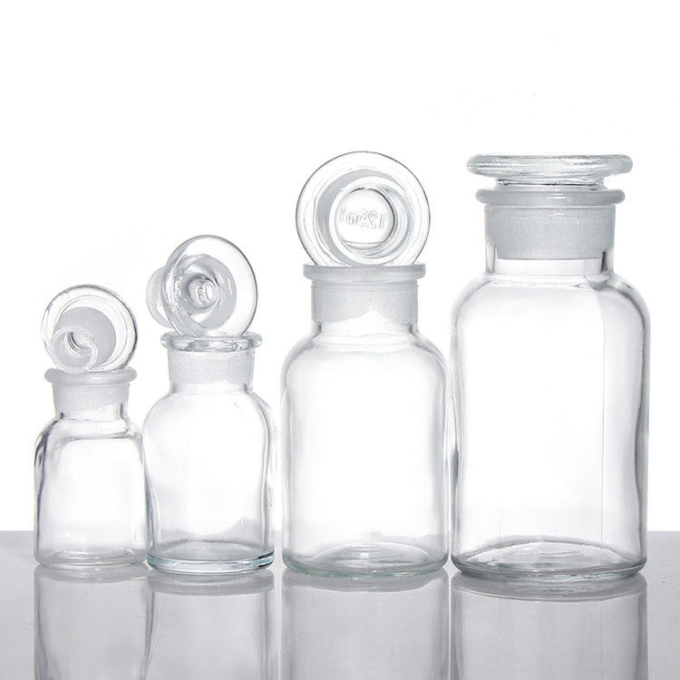 広口アンバーガラス 薬剤ボトル 丸薬用 化学反応剤 250ml 500ml