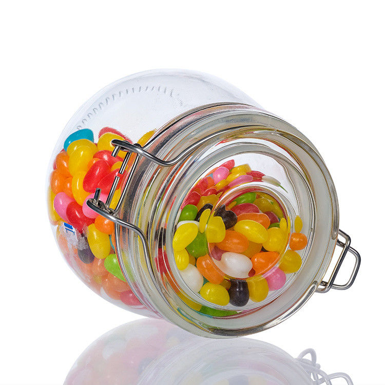 食品工場用 1Oz 4Oz 8Oz 丸型 透明 空っぽ 貯蔵容器 クリップ蓋付き ガラス食品容器