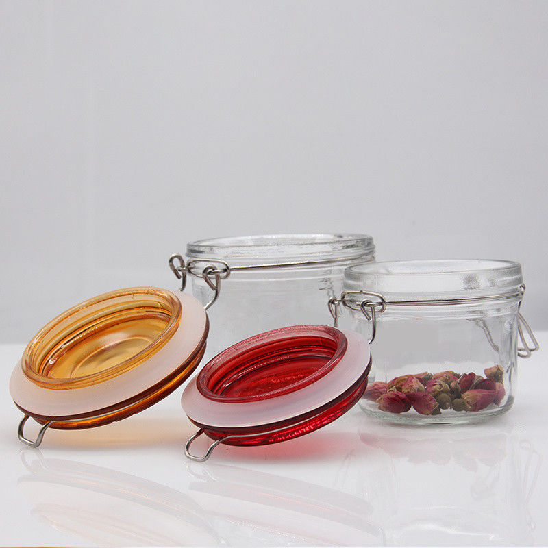 高品質 卸売 150ml 200ml 250ml 丸いガラス 貯蔵器 ハチミツジャム 高い蓋のピクルス