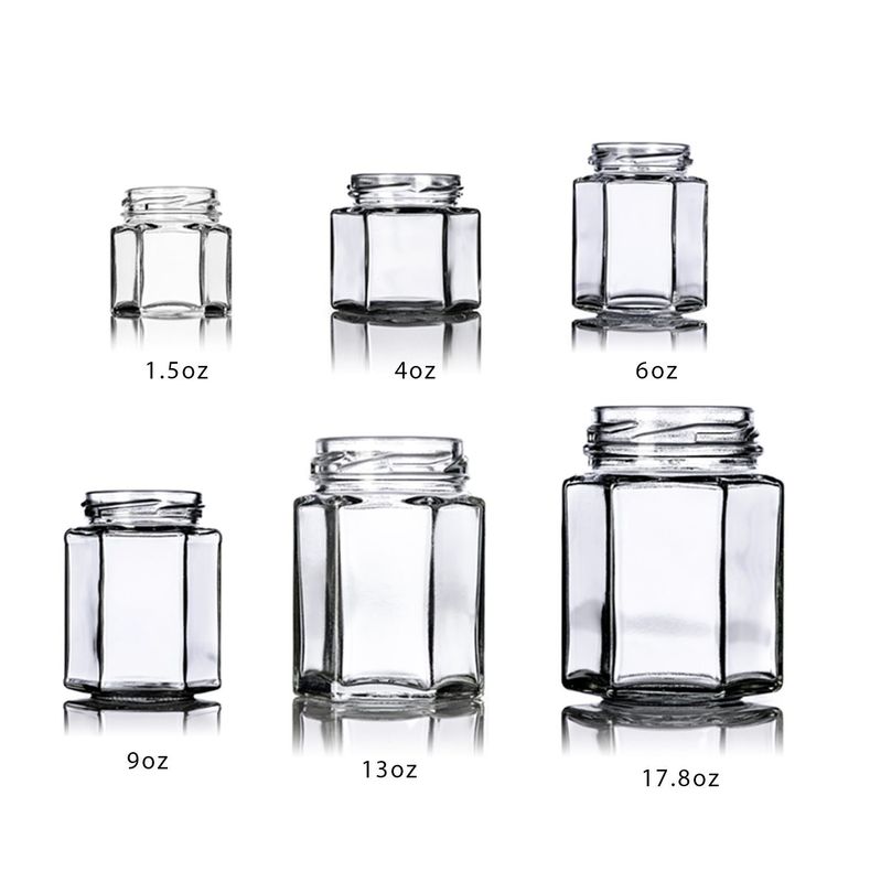 オーダーメイドロゴ 100ml 180ml 280ml 380ml ジャムソース 保存 ガラスボトル 透明な六角ガラス ハニーボトル