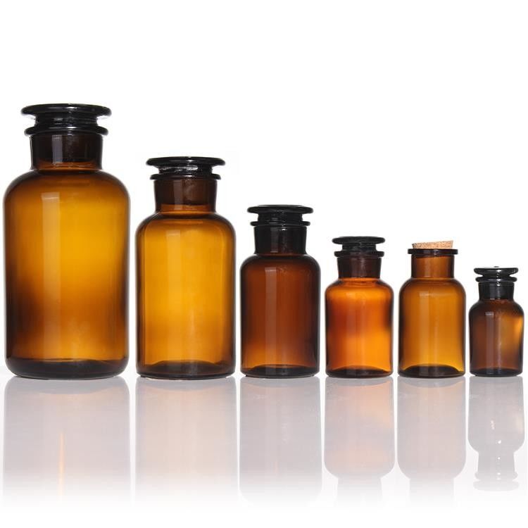 オーダーメイド 125ml アンバー ワイド 口 リエジェント ボトル ヴィンテージ ガラス 薬剤師のボトル