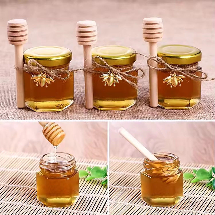オーダーメイド ラベル 六角形 100ml 180ml 380ml オリーブ果物ジャムのためのハニーガラスボトル