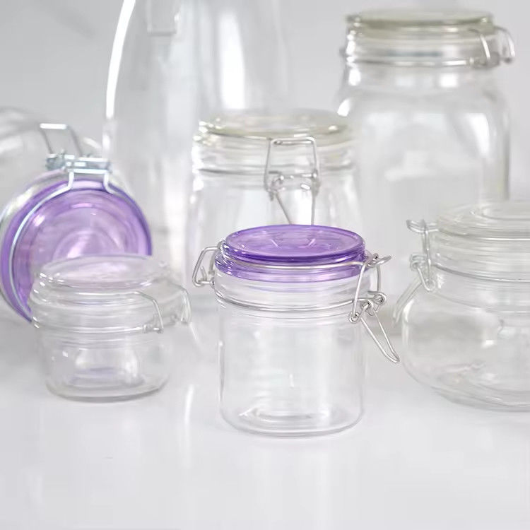 人気 卸売 100ml 180ml 280ml フードグレード 丸い ハネ ガラス 瓶 クリップ 蓋付き