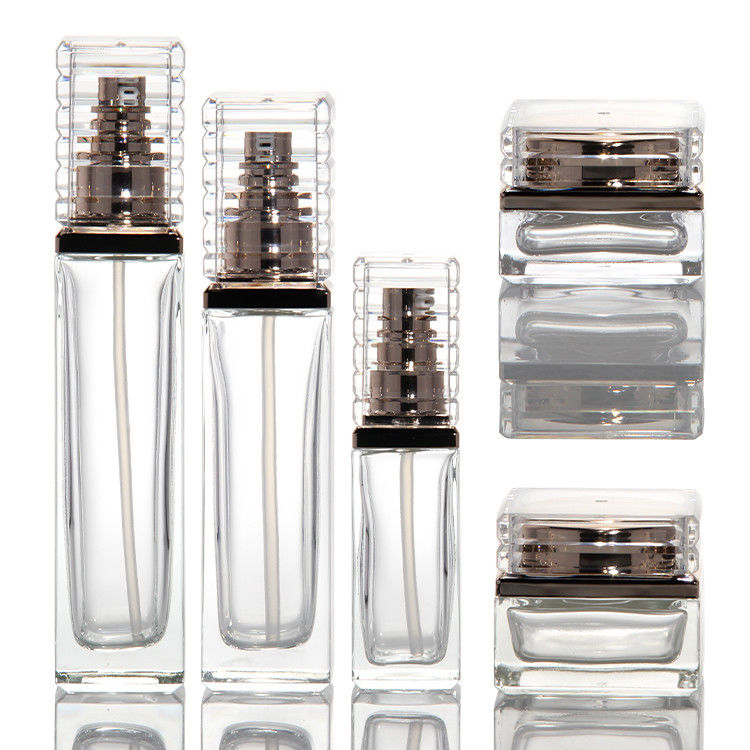 30ml 50ml 80ml 100ml 透明ガラスポンプボトル 血清 精油 香水 ローション