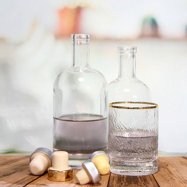 ストック 750ml 透明 ウイスキー スピリット ガラス 酒瓶 コルク付き