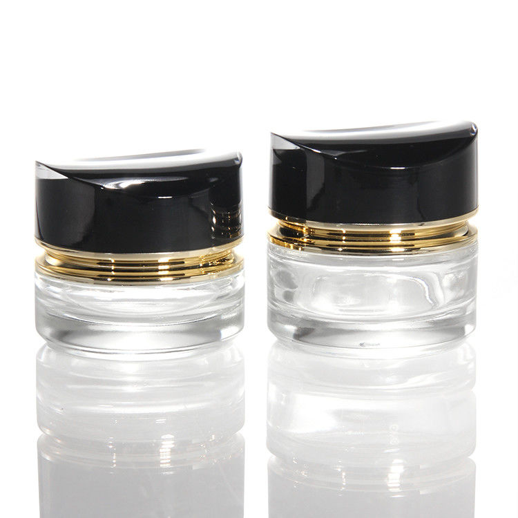 高級ガラスクリームボトル 50g 30ml 空の皮膚ガラスクリームボトル 蓋付きの化粧品ボトル