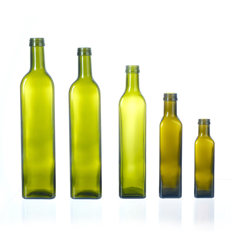 オリーブオイル用 蓋付き 空のオリーブオイルボトル 250ml 500ml 750ml 1l 透明な四角形ガラスボトル オリーブオイル用
