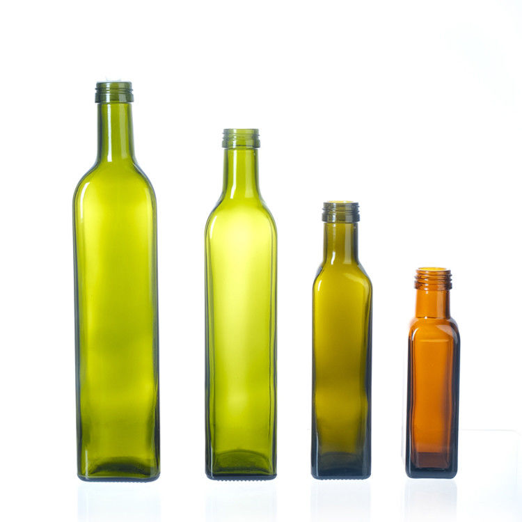 オリーブオイル用 蓋付き 空のオリーブオイルボトル 250ml 500ml 750ml 1l 透明な四角形ガラスボトル オリーブオイル用