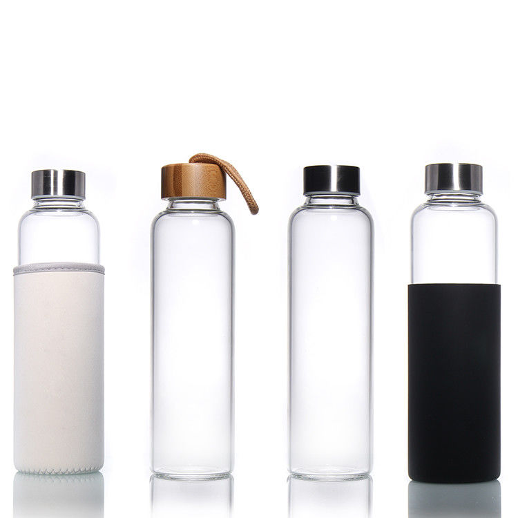 外用 35ml 500ml 丸いスポーツ 高ボロシリケート ガラス 水瓶 シリコン 袖