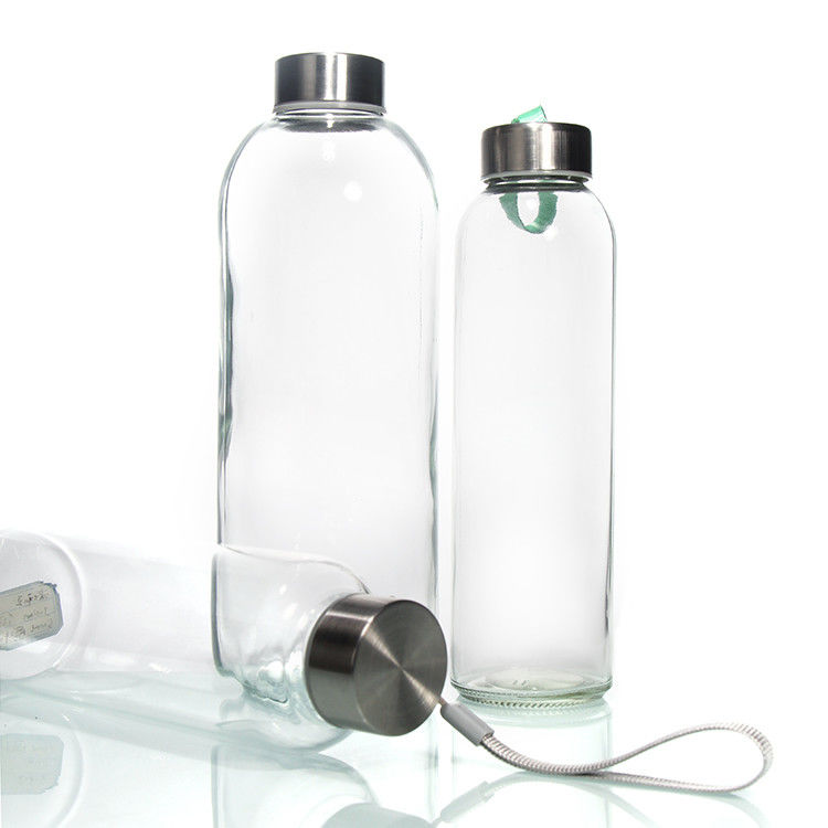 新しいデザイン 高ボロシリケートガラス水瓶 350ml/500ml 不oxidable ステンレス 蓋付き