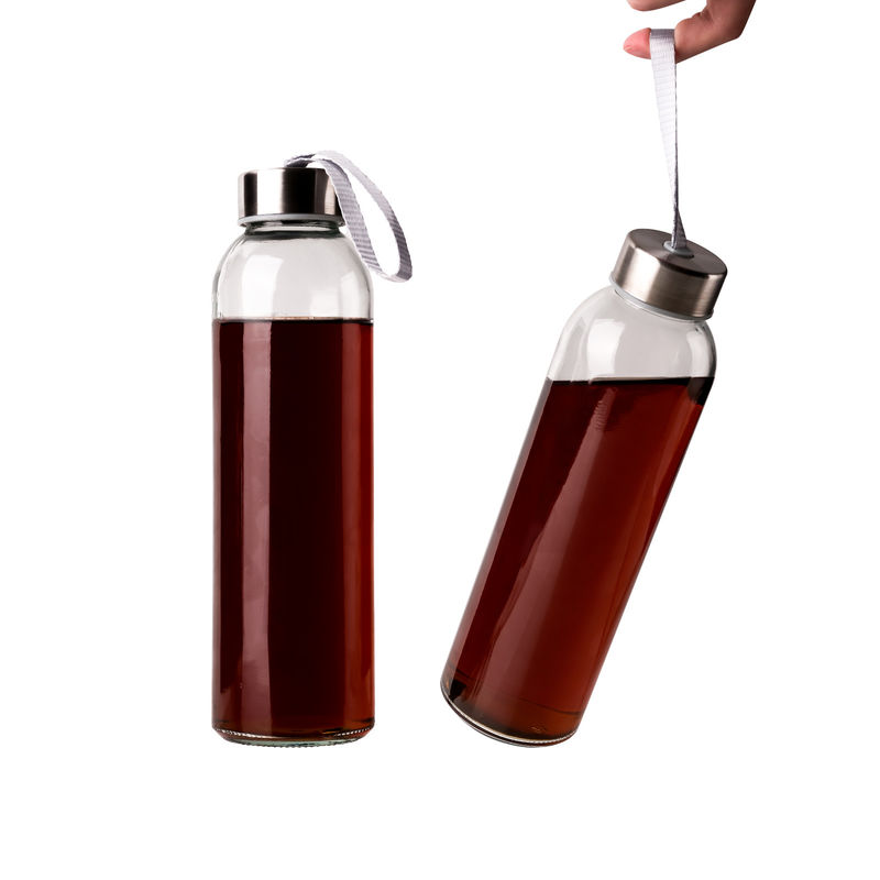 350ml 500ml 丸いスポーツ 高ボロシリケート ガラス 水瓶 シリコン 袖